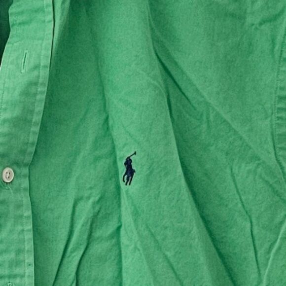 Ralph Lauren Button Up Short Sleeve Classic Fit Preppy Shirt Green Men's Sz L - Picture 3 of 10